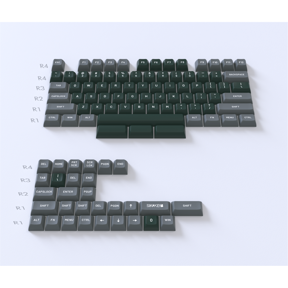 Sikakeyb Magnetic Keyboard Custom Keycap Set Doubleshot Pbt (Rainforest vine)Greyish green
