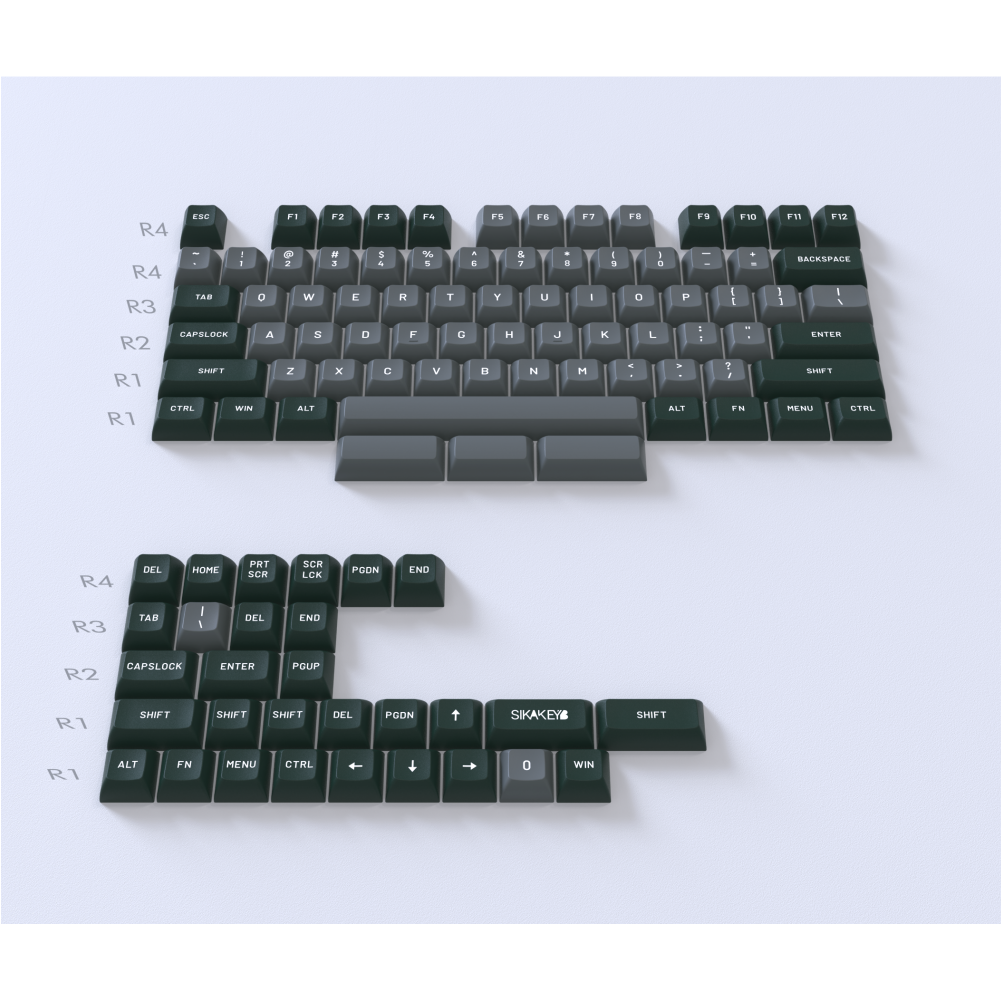 Sikakeyb Magnetic Keyboard Custom Keycap Set Doubleshot Pbt (Fog pine)Greenish grey