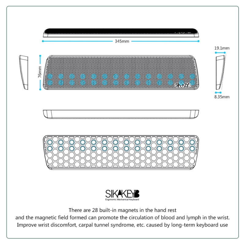 Sikakeyb Keyboard Wrist Suitable for 68/84/87 Silicone Hand Support