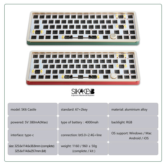 Sikakeyb Sk6 Castle 68 Key %65 Knob Mechanical Keyboard Kit