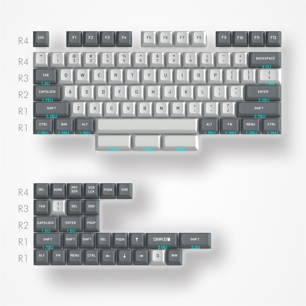 Sikakeyb Magnetic Keyboard Custom Keycap Set Doubleshot Pbt (Pale)Greenish white