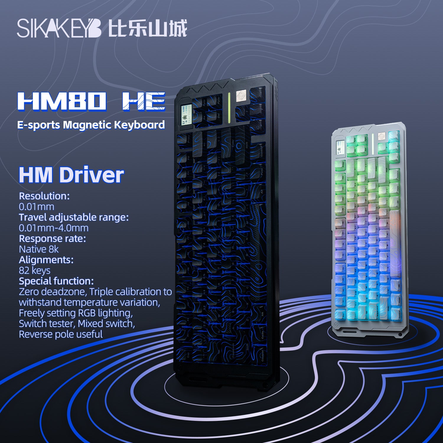 Sikakeyb Castle Hm80 He Elektrophorese weiß Gaming Aluminium Magnetische Tastatur