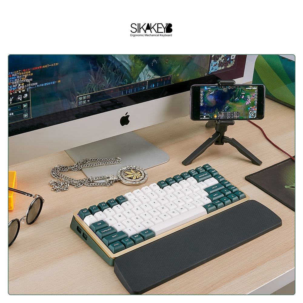 Sikakeyb Magnetic Keyboard Custom Keycap Set Doubleshot Pbt （Lime mint）Greenish white