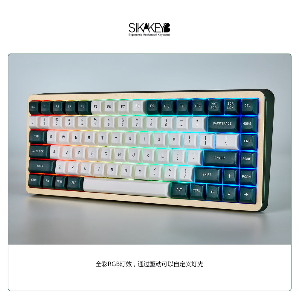 Sikakeyb Magnetic Keyboard Custom Keycap Set Doubleshot Pbt （Lime mint）Greenish white