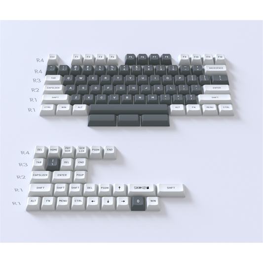 Sikakeyb Magnetic Keyboard Custom Keycap Set Doubleshot Pbt （Snow rock）White Gery
